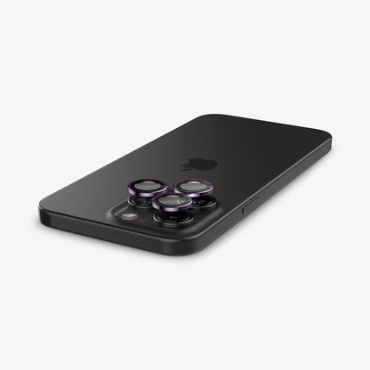 AGL05597 - iPhone 15 Pro / 15 Pro Max Optik Pro Lens Protector in deep purple showing the lens protector hovering above the camera lens