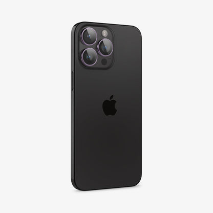 AGL05597 - iPhone 15 Pro / 15 Pro Max Optik Pro Lens Protector in deep purple showing the back and side