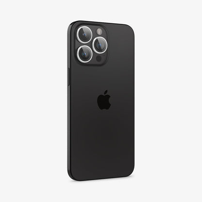 AGL05599 - iPhone 15 Pro / 15 Pro Max Optik Pro Lens Protector in silver showing the back and side