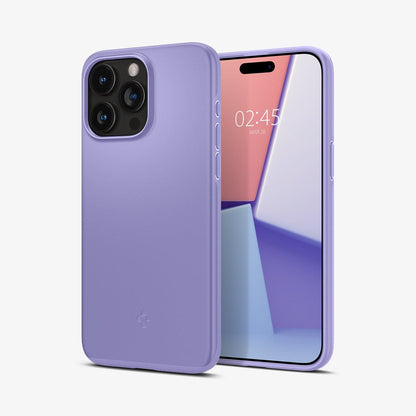 ACS06549 - iPhone 15 Pro Max Case Thin Fit in iris purple showing the back and front