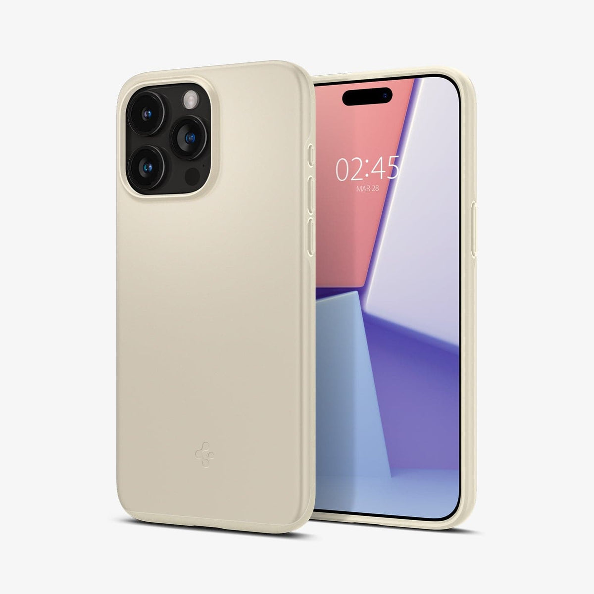 ACS06551 - iPhone 15 Pro Max Case Thin Fit in mute beige showing the back and front