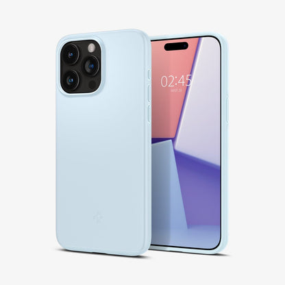 ACS06550 - iPhone 15 Pro Max Case Thin Fit in mute blue showing the back and front