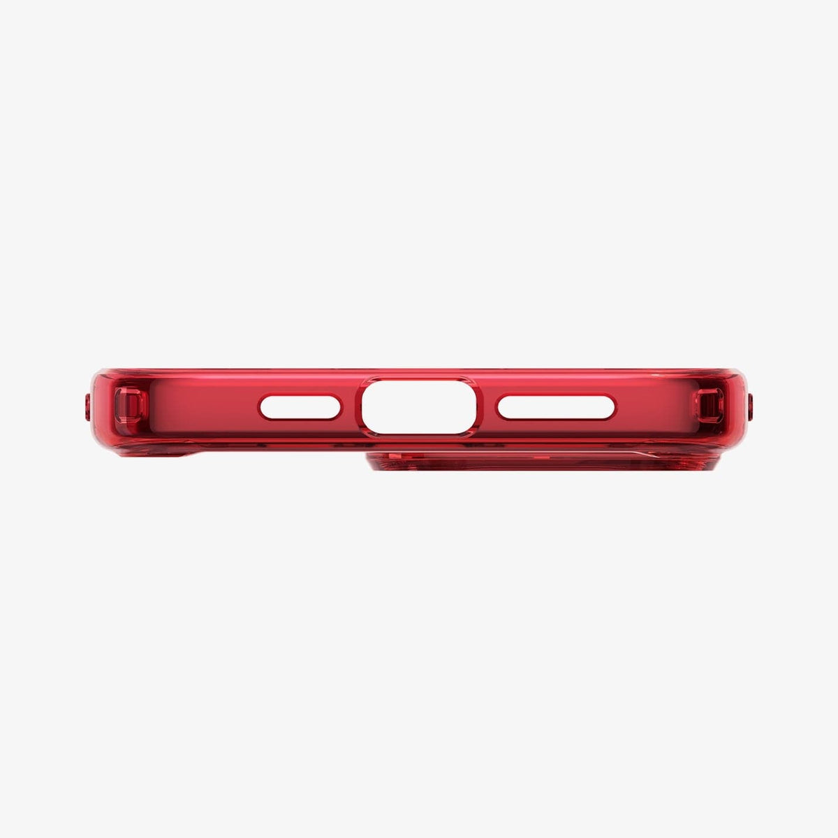 ACS07054 - iPhone 15 Pro Case Ultra Hybrid in deep red showing the bottom with precise cutouts