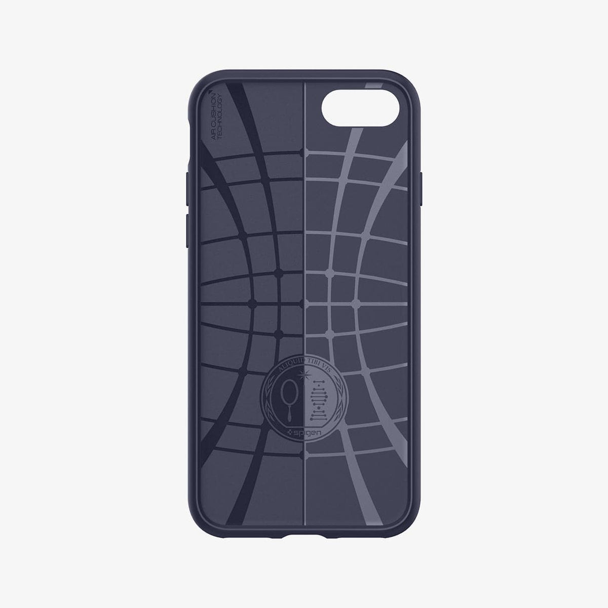 042CS21189 - iPhone 8 Series Liquid Air Case in Midnight Blue showing the inner case with dual colors in spider web pattern