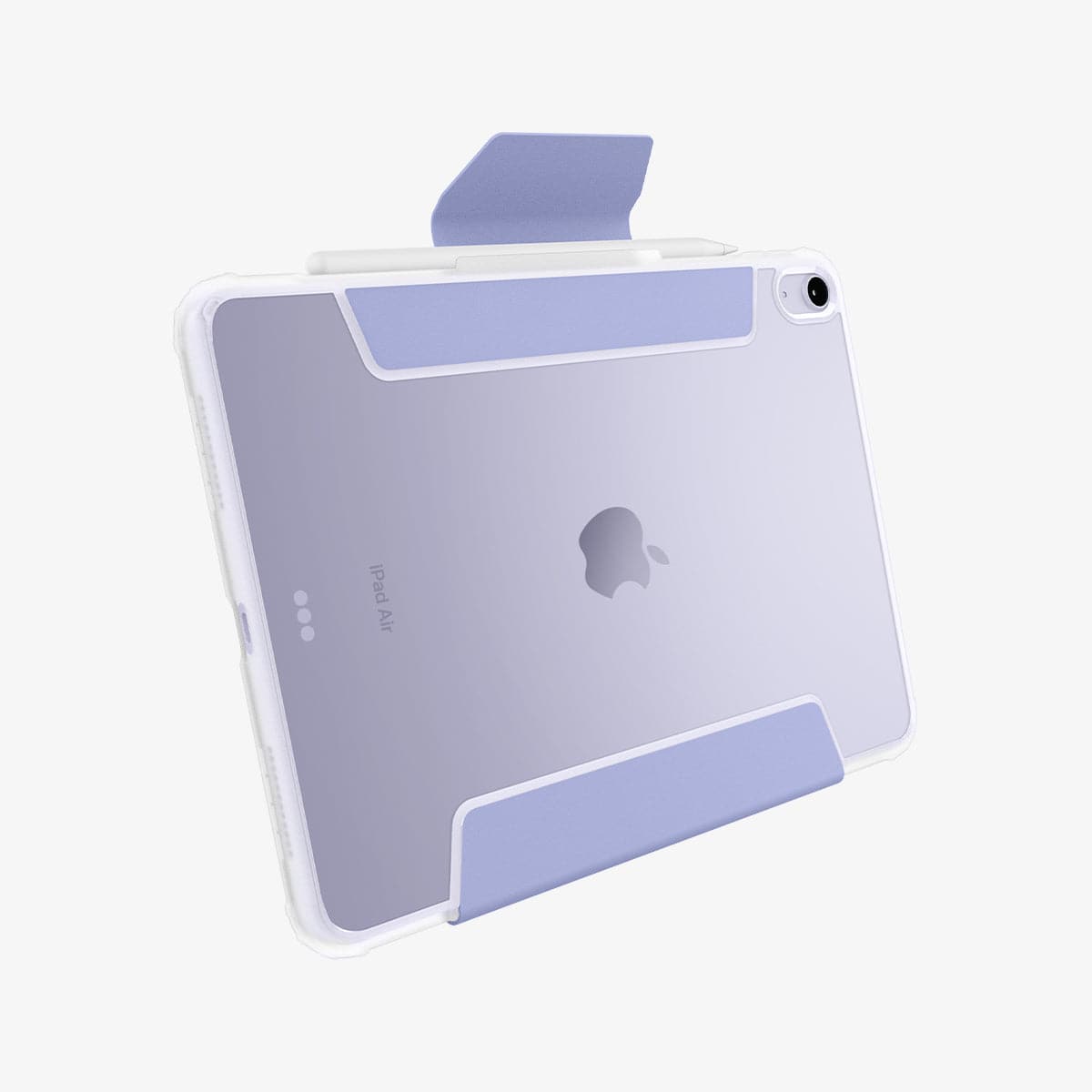 ACS04567 - iPad Air 10.9" (2022 / 2020) Case Ultra Hybrid Pro in lavender showing the back and bottom with cover flap open