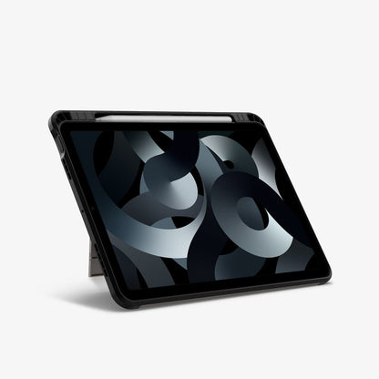 ACS02051 - iPad Air 10.9" (2022 / 2020) Case Tough Armor Pro in black showing the front with device propped up by built in kickstand