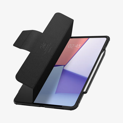 ACS07006 - iPad Pro 12.9-inch Case Ultra Hybrid Pro in Black showing the partial front, and half open with stylus pen