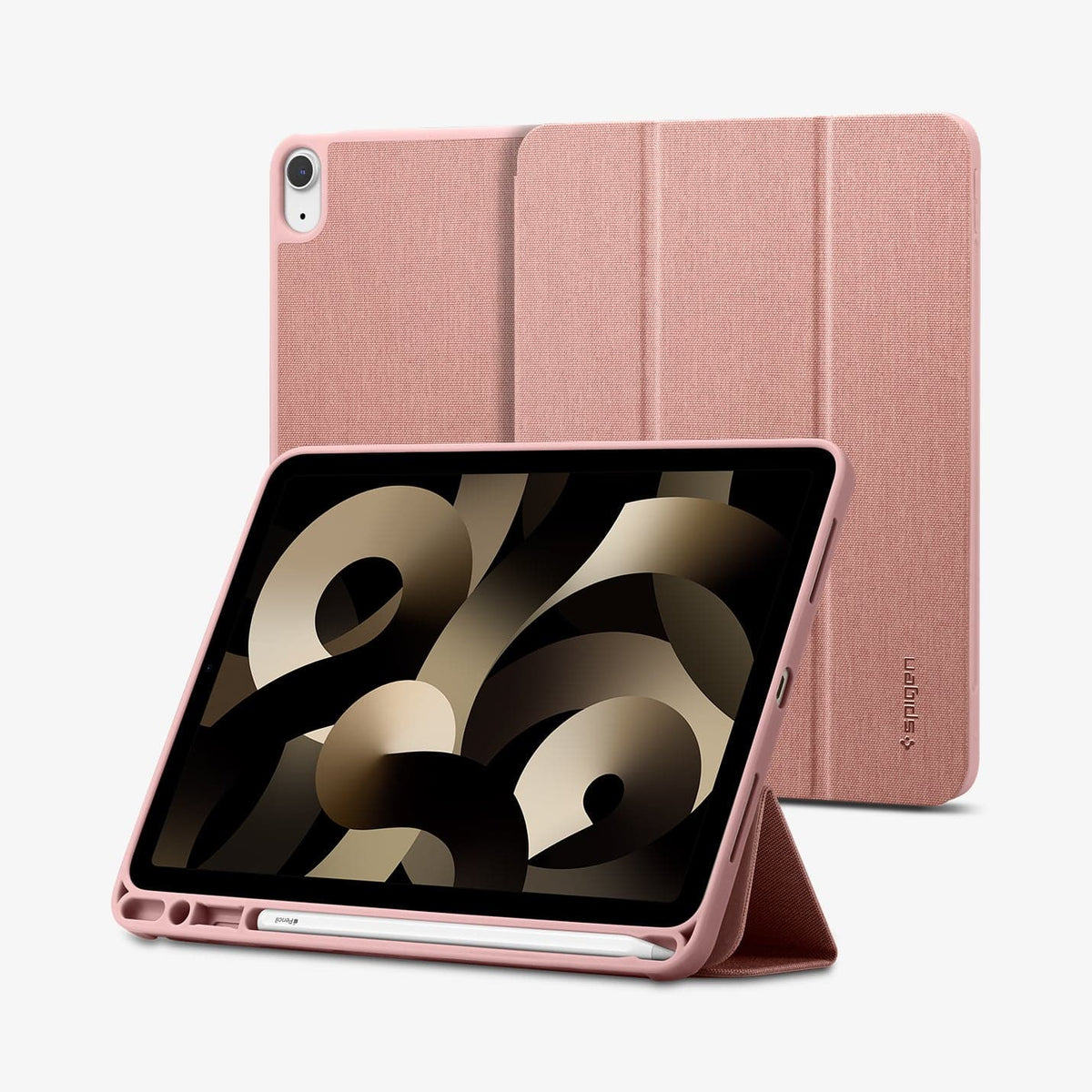 ACS01944 - iPad Air 10.9" Case Urban Fit in rose gold showing the back, front and device propped up by built in kickstand