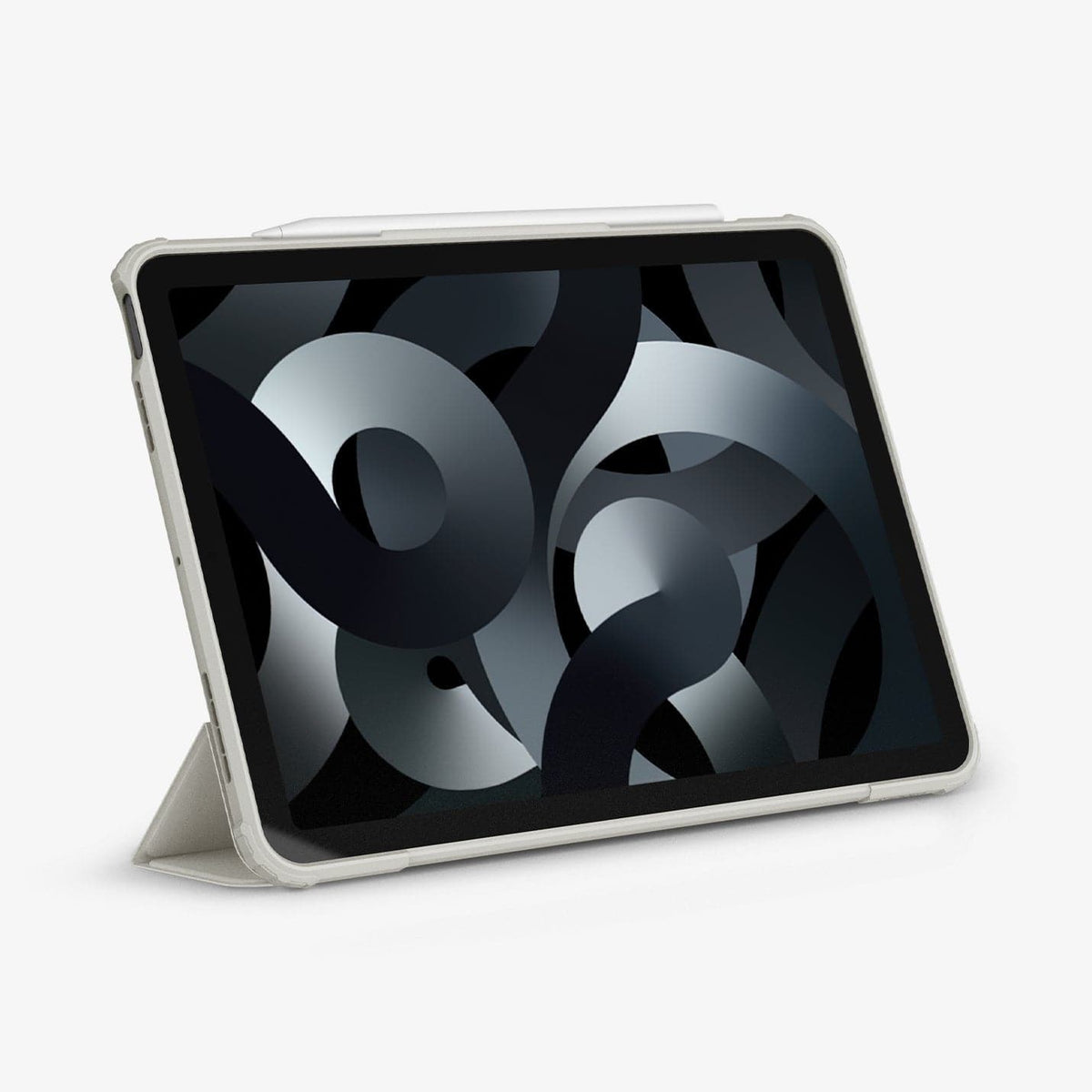 ACS06074 - iPad Air 10.9" Case Air Skin Pro in gray showing the front with device propped up by built in kickstand