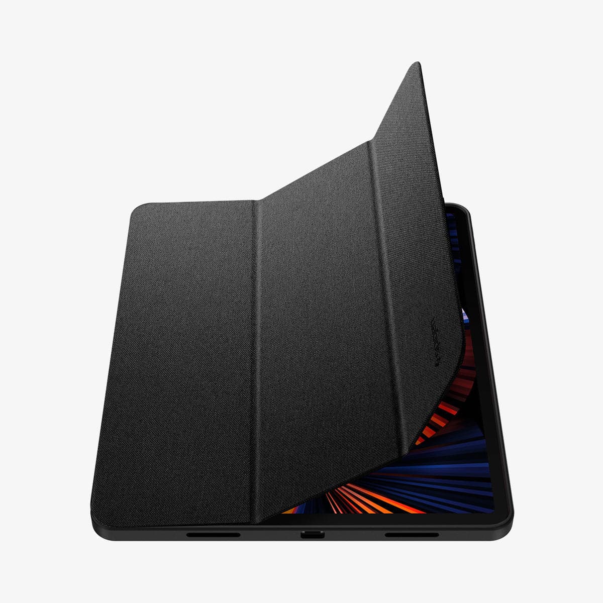 ACS03434 - iPad Pro 12.9" (2022/2021) Case Urban Fit in black showing the front with cover flap slightly open