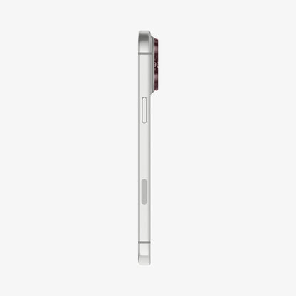 AGL12040 - iPhone 18 Pro Max Optik Pro XL EZ Fit Lens Protector in burgundy showing the slim profile of the installed lens protector from the side.