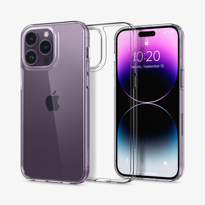 ACS04952 - iPhone 14 Pro Case Air Skin Hybrid in crystal clear showing the back, inside and front
