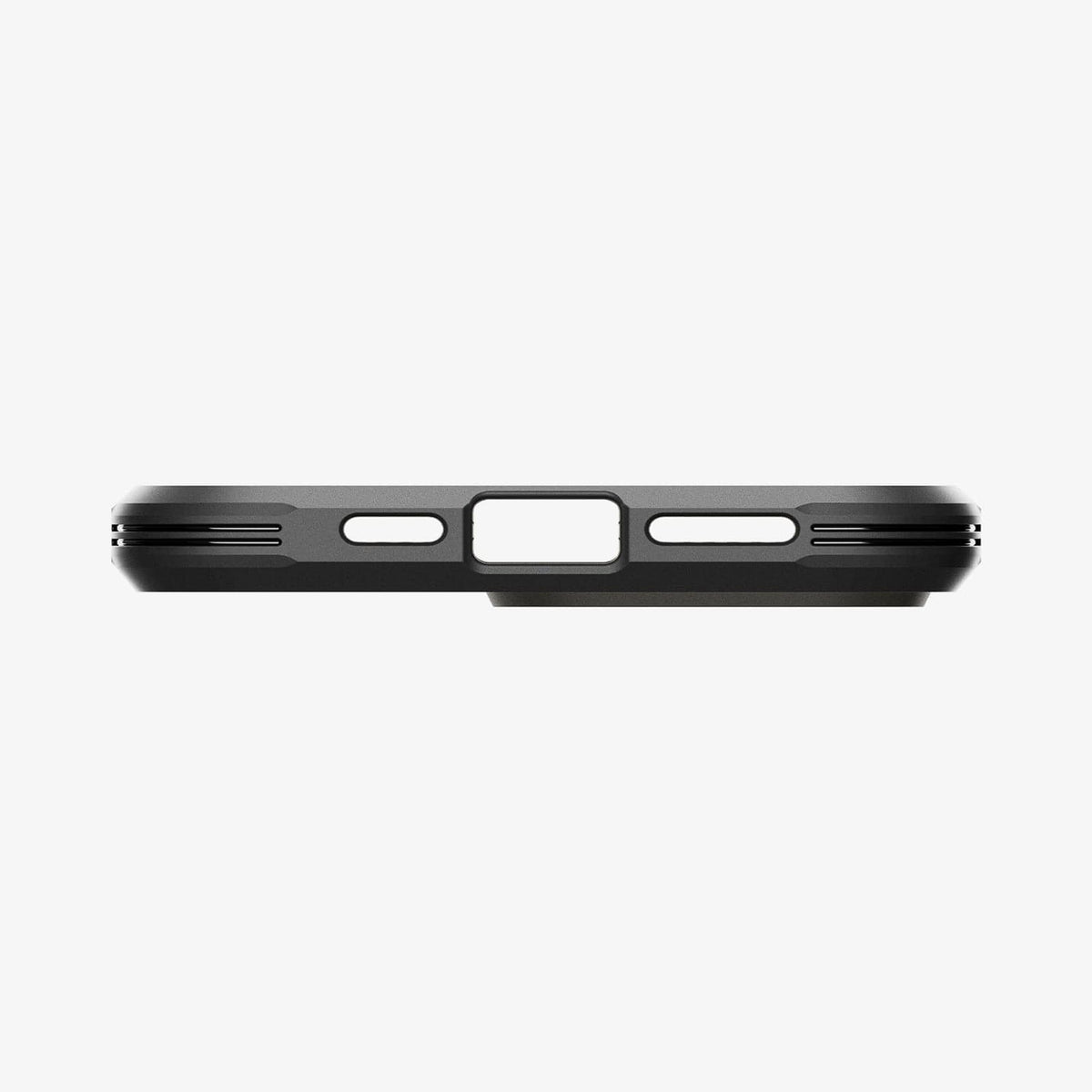 ACS04984 - iPhone 14 Pro Case Tough Armor (MagFit) in gunmetal showing the bottom with precise cutouts
