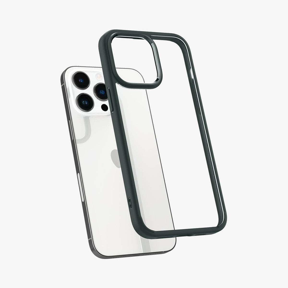 ACS04821 - iPhone 14 Pro Max Case Ultra Hybrid in abyss green showing the back slightly hovering away from device