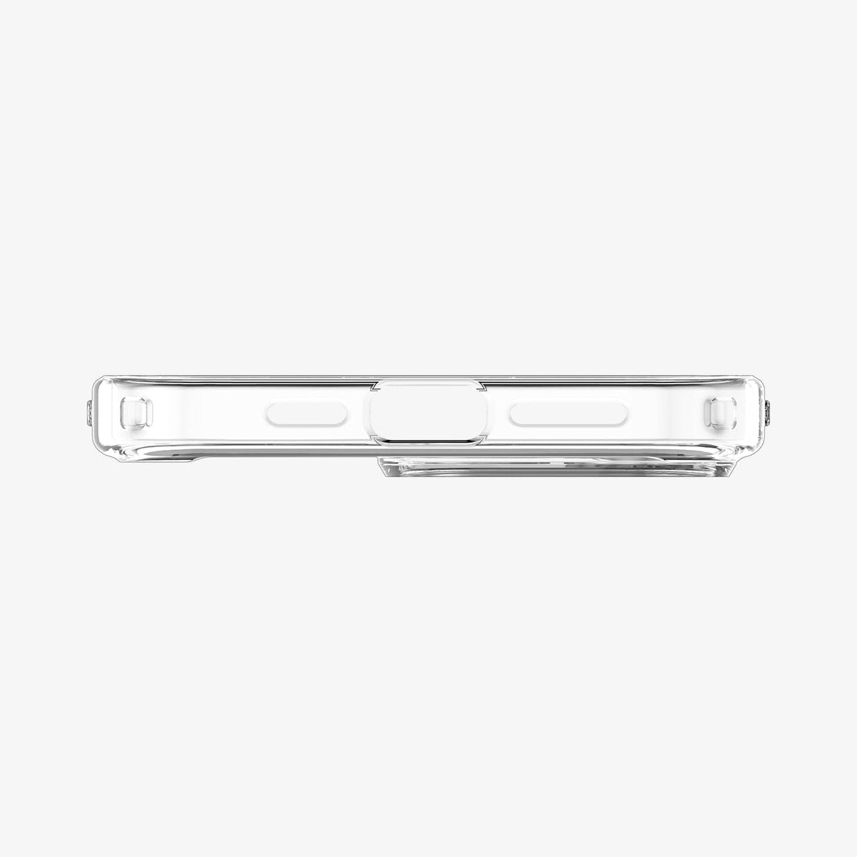 ACS04816 - iPhone 14 Pro Max Case Ultra Hybrid in crystal clear showing the bottom with precise cutouts