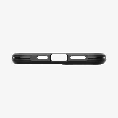 ACS05061 - iPhone 14 Case Tough Armor (MagFit) in gunmetal showing the bottom with precise cutouts