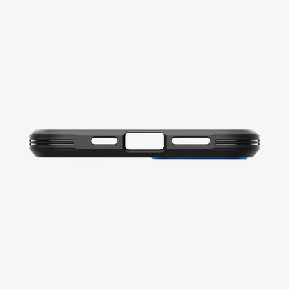 ACS05064 - iPhone 14 Case Tough Armor (MagFit) in navy blue showing the bottom with precise cutouts