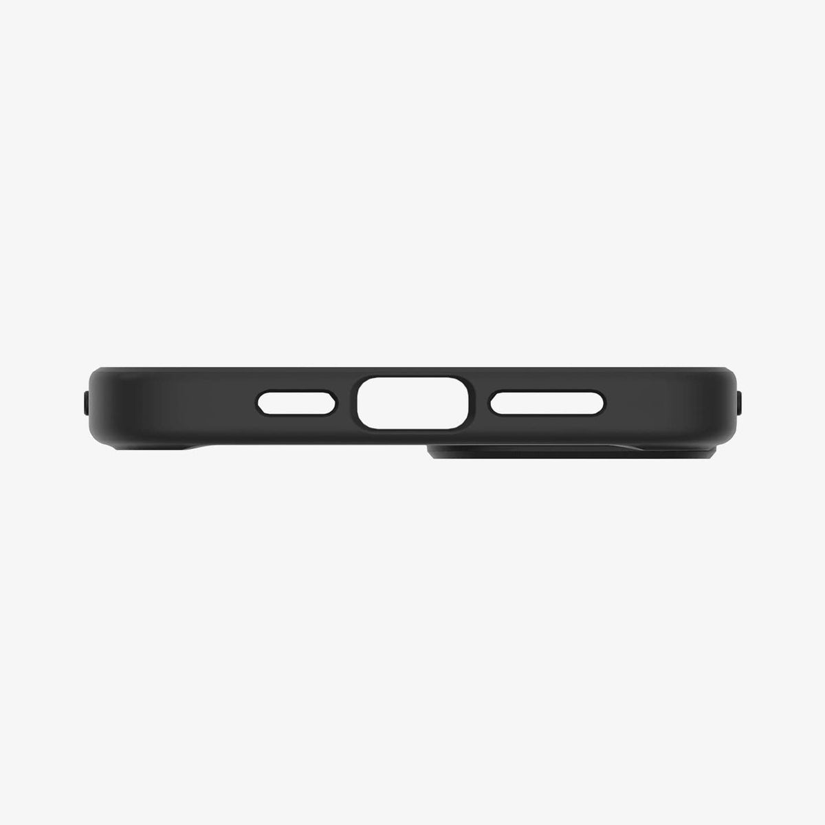 ACS05041 - iPhone 14 Case Ultra Hybrid in matte black showing the bottom with precise cutouts