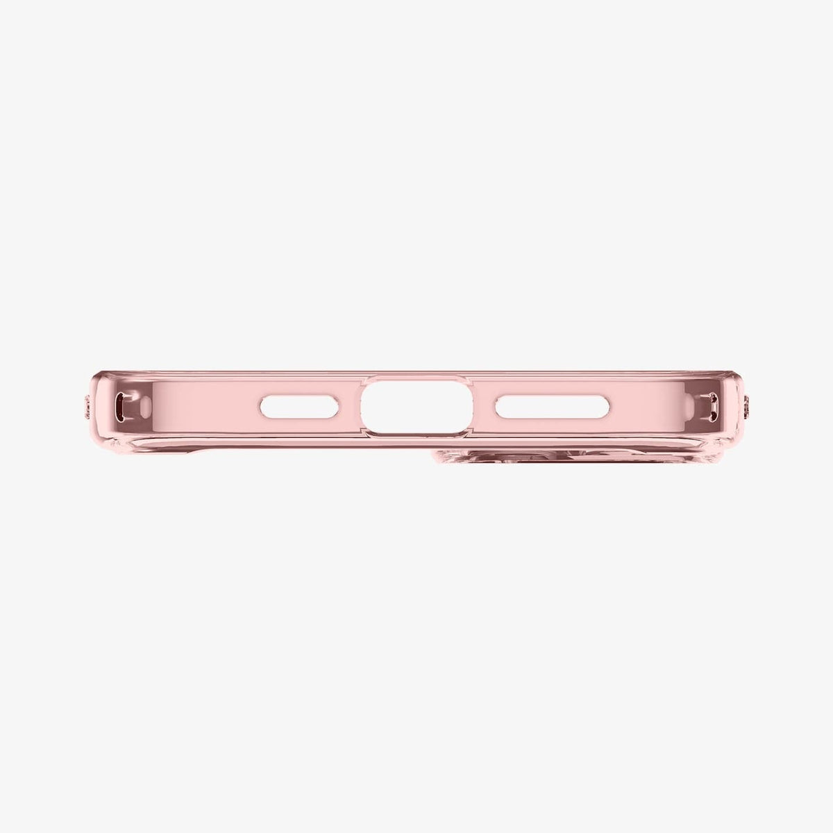 ACS04897 - iPhone 14 Plus Case Ultra Hybrid in rose crystal showing the bottom with precise cutouts