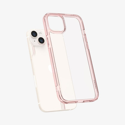 ACS05043 - iPhone 14 Case Ultra Hybrid in rose crystal showing the back slightly hovering away from device