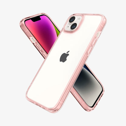 ACS05043 - iPhone 14 Case Ultra Hybrid in rose crystal showing the back, sides and front