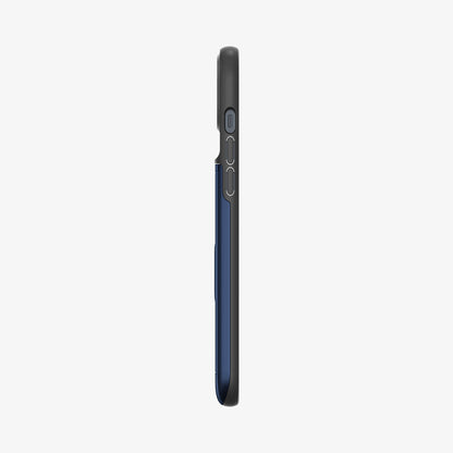 ACS04913 - iPhone 14 Plus Case Slim Armor CS in navy blue showing the side with volume controls