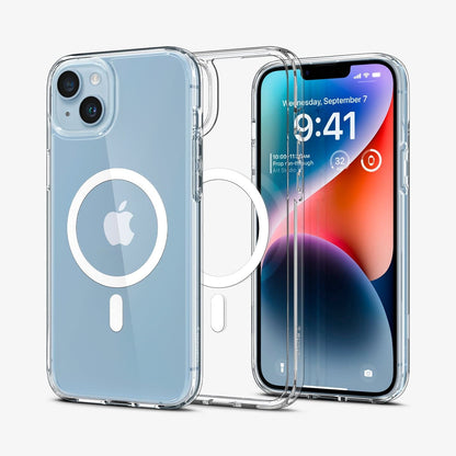 ACS05048 - iPhone 14 Case Ultra Hybrid (MagFit) in white showing the back, inside and front