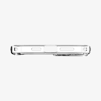 ACS04902 - iPhone 14 Plus Case Ultra Hybrid (MagFit) in white showing the bottom with precise cutouts