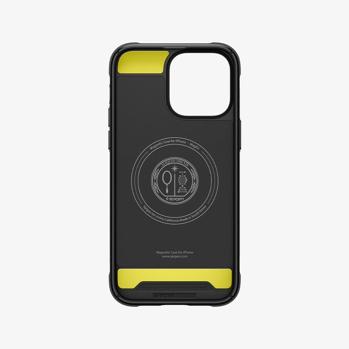 ACS04956 - iPhone 14 Pro Case Rugged Armor (MagFit) in matte black showing the inside of case