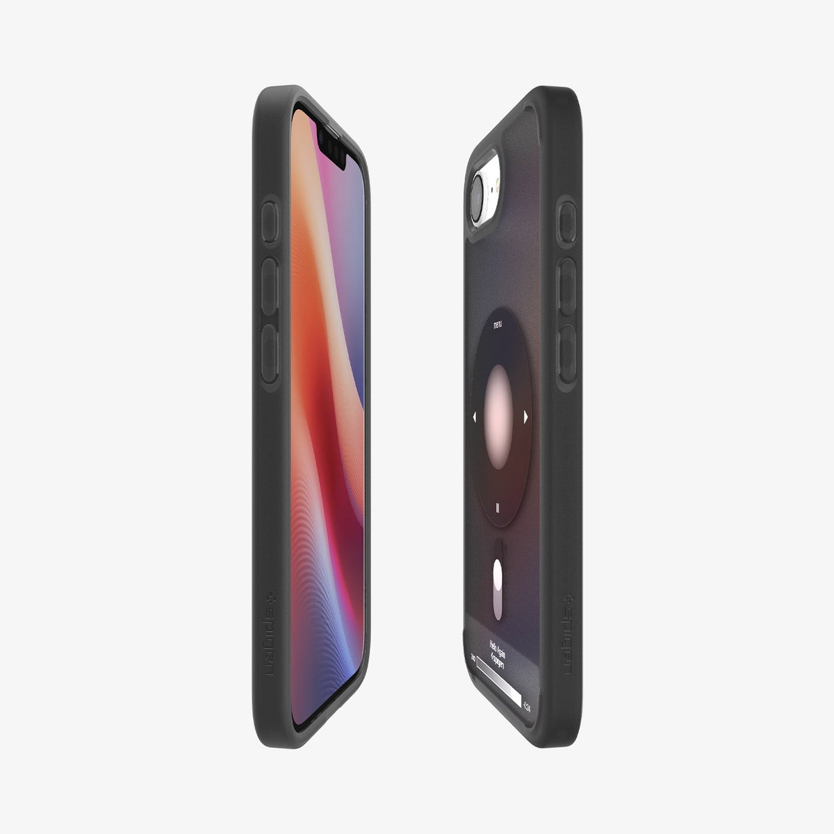 ACS09146 - iPhone 16e Case Ultra Hybrid Classic (MagFit) in Classic Black showing the partial front, partial back and sides