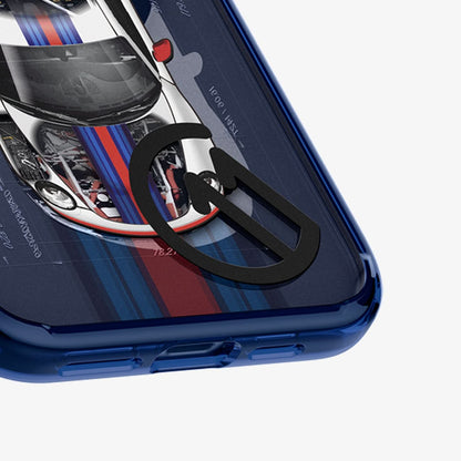 ACS09590 - iPhone 16 Pro Case c11 Series Le Mans Edition (MagFit) in Le Mans showing the partial back zoomed in, bottom part