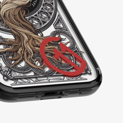ACS09758 - iPhone 16 Pro Case c11 Series Sephiroth Edition (MagFit) showing the partial back and bottom zoomed in