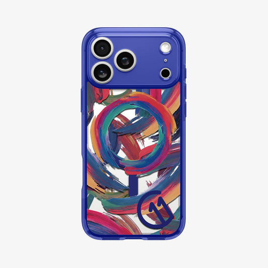 ACS11391 - iPhone 17 Series C11 Palette case showing full back view with abstract brush artwork