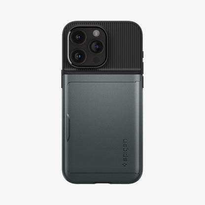 ACS06731 - iPhone 15 Pro Case Slim Armor CS in abyss green showing the back