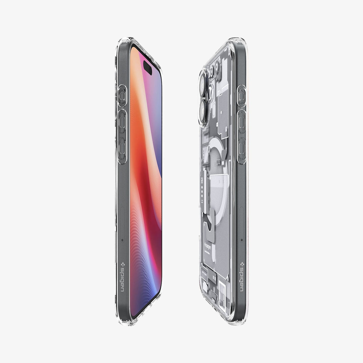 ACS08079 - iPhone 16 Plus Case Ultra Hybrid Zero One (MagFit) in Zero One White showing the partial front, partial back and sides