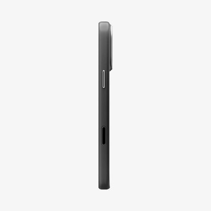 ACS09905 - iPhone 18 Pro Max / iPhone 17 Pro Max Enzo Aramid T (Mag Fit) Black Silver showing a side profile highlighting the slim frame, button cover, and port opening