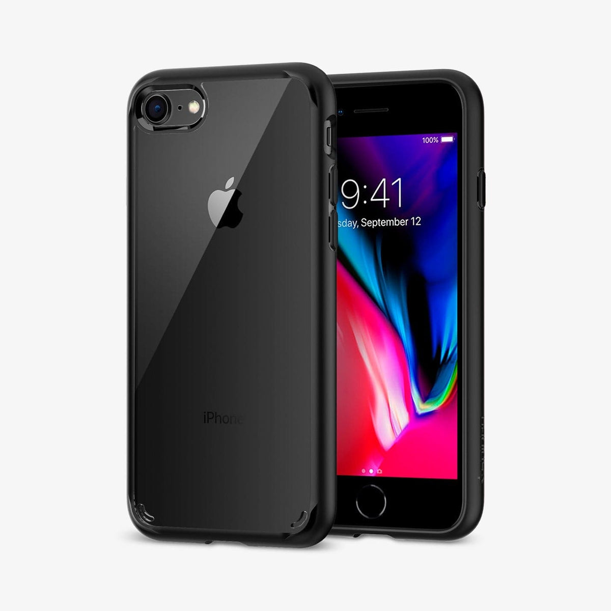 042CS20926 - iPhone 8 Series Ultra Hybrid Case in Black showing the front and back