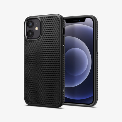 ACS01744 - iPhone 12 Mini Case Liquid Air in matte black showing the back and front