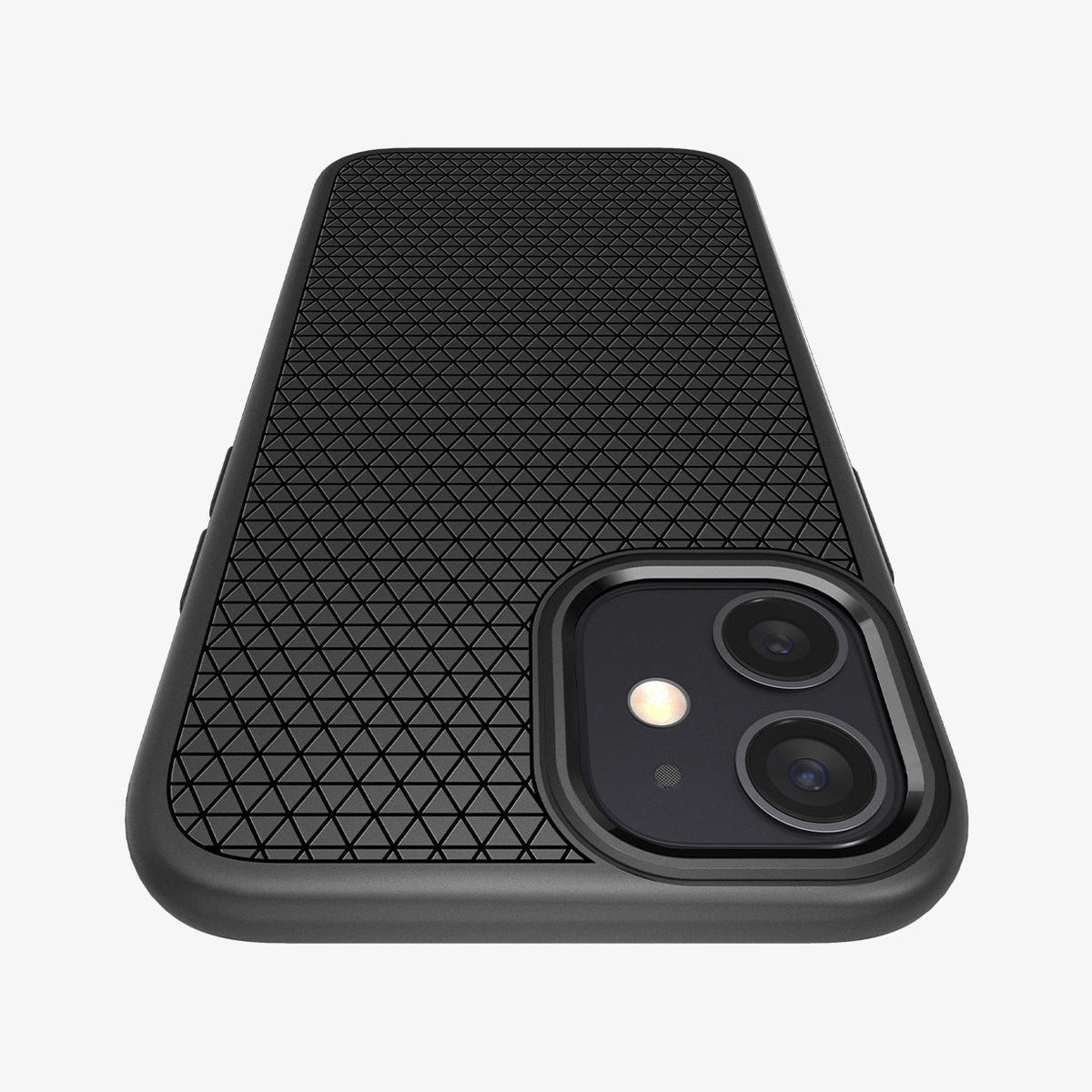 ACS01744 - iPhone 12 Mini Case Liquid Air in matte black showing the back zoomed in to show the fine details