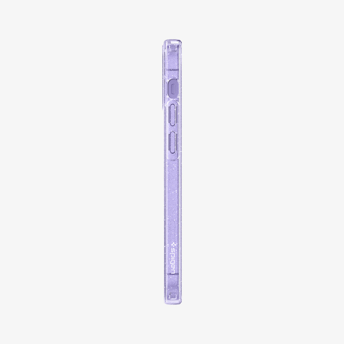 ACS01698 - iPhone 12 Pro / 12 Case Liquid Crystal Glitter in crystal quartz showing the side with volume controls