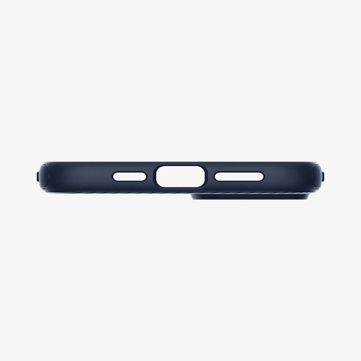 ACS05066 - iPhone 14 Case Mag Armor (MagFit) in navy blue showing the bottom with precise cutouts