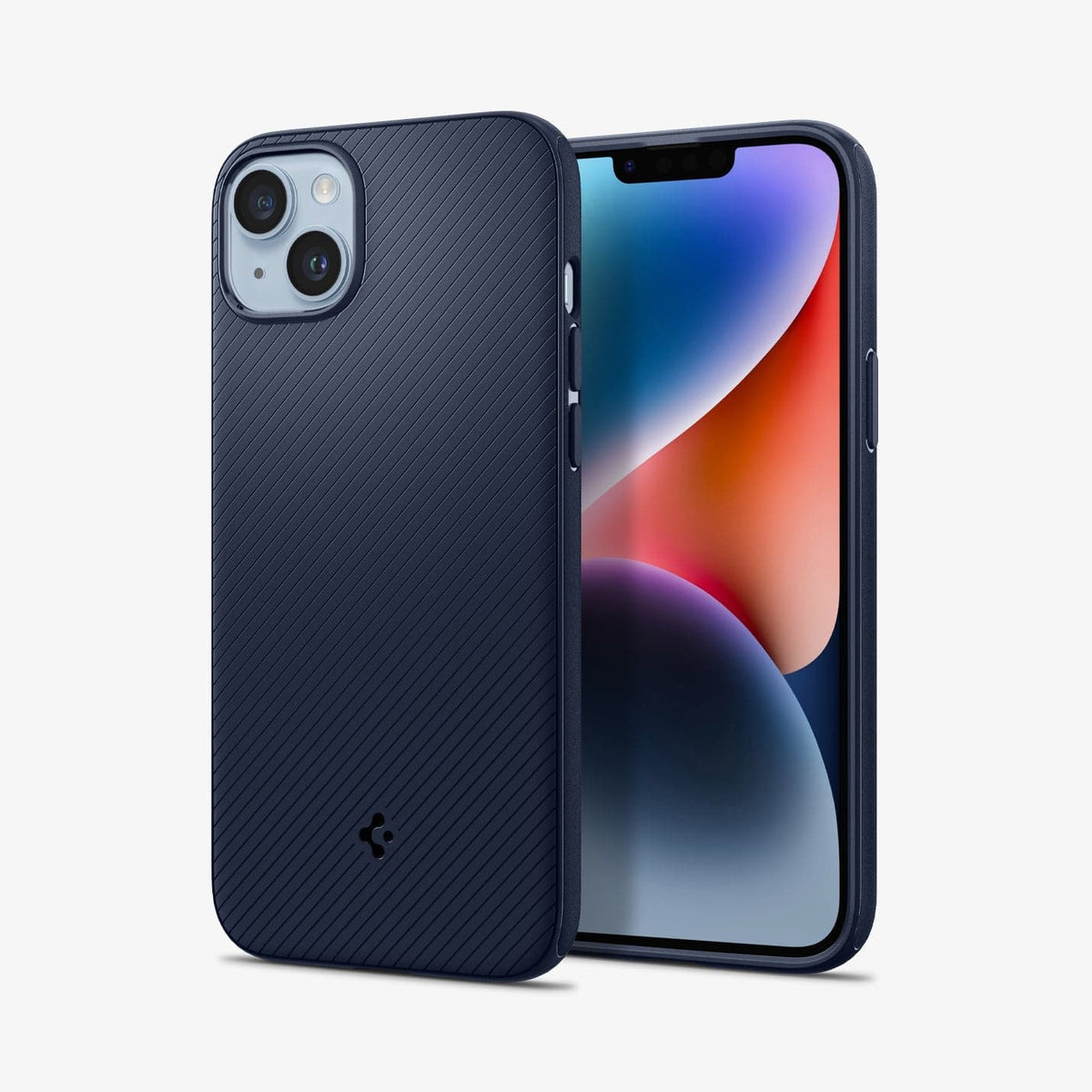 ACS05066 - iPhone 14 Case Mag Armor (MagFit) in navy blue showing the back and front