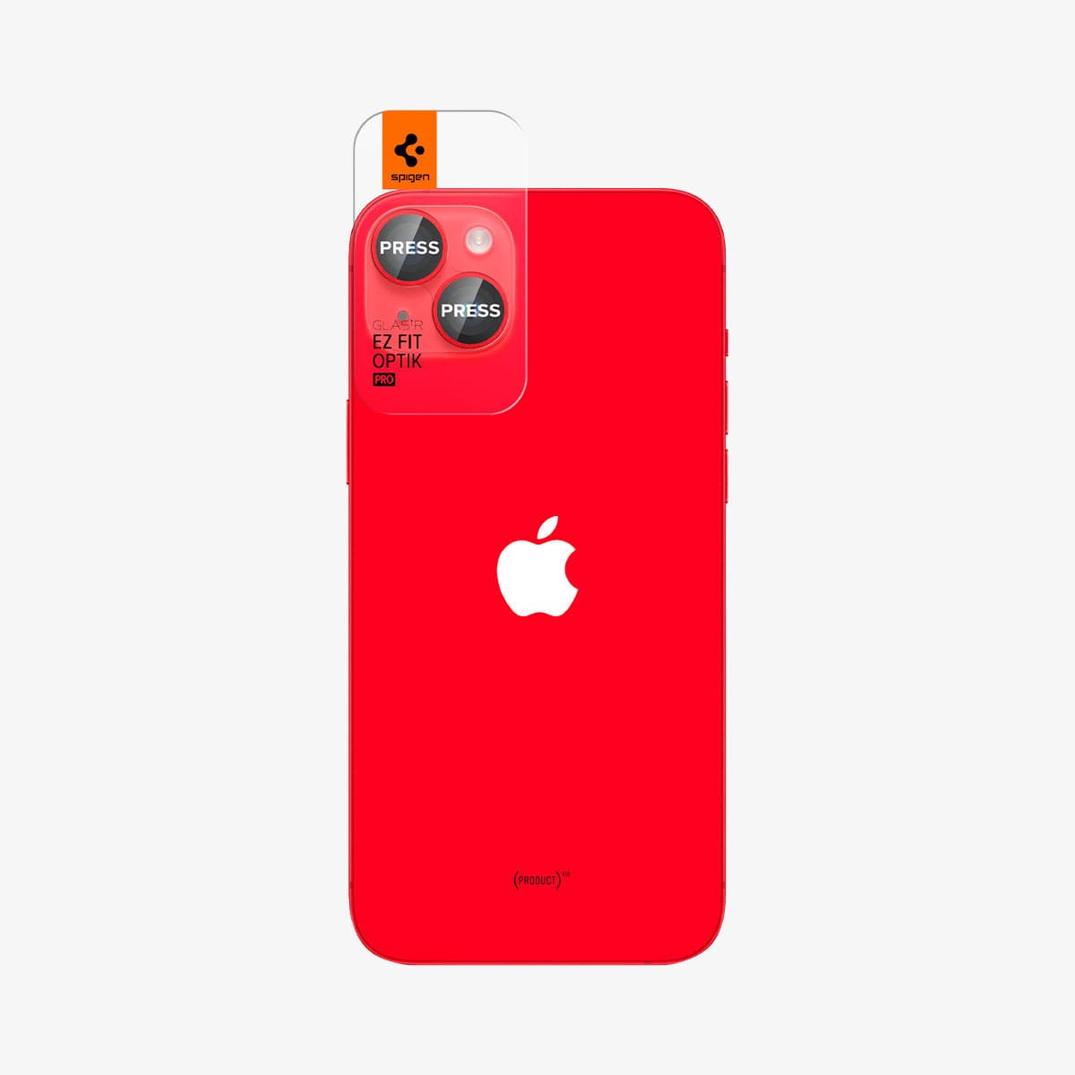 AGL05605 - iPhone 15 / 15 Plus Optik Pro Lens Protector in red showing the back with ez fit installed on camera lens