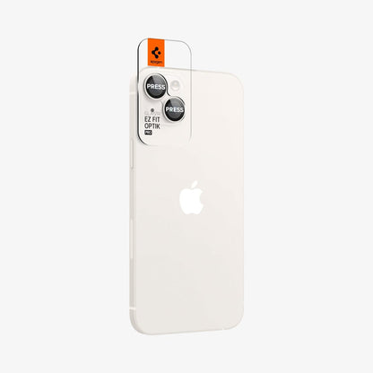 AGL05604 - iPhone 14 / 14 Plus Optik Pro Lens Protector in starlight showing the back and partial side with ez fit installed on camera lens