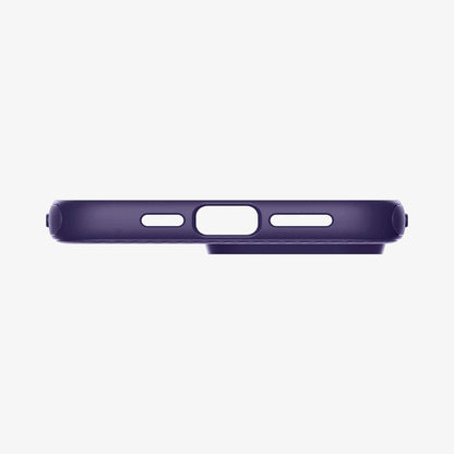 ACS05584 - iPhone 14 Pro Max Case Mag Armor (MagFit) in deep purple showing the bottom with precise cutouts
