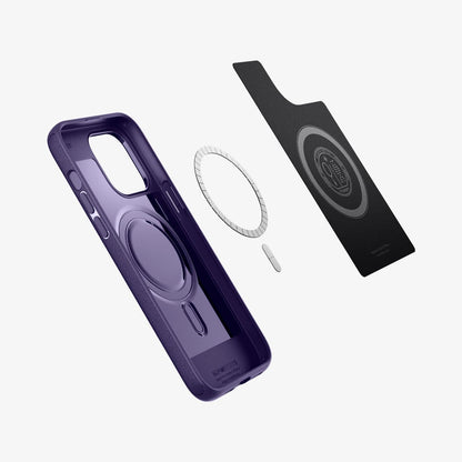 ACS05584 - iPhone 14 Pro Max Case Mag Armor (MagFit) in deep purple showing the inside magnetic ring layers