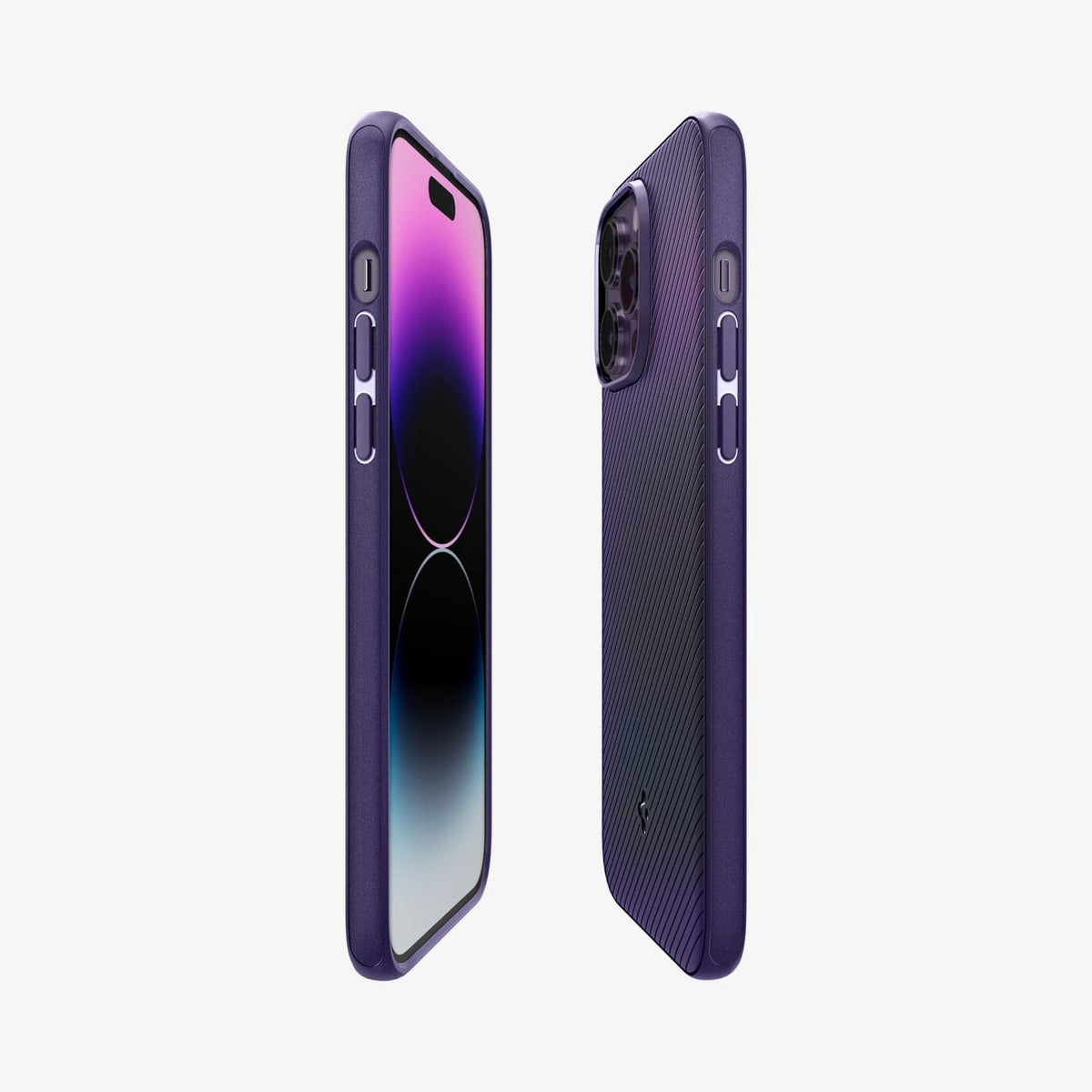 ACS05584 - iPhone 14 Pro Max Case Mag Armor (MagFit) in deep purple showing the sides, partial back and front
