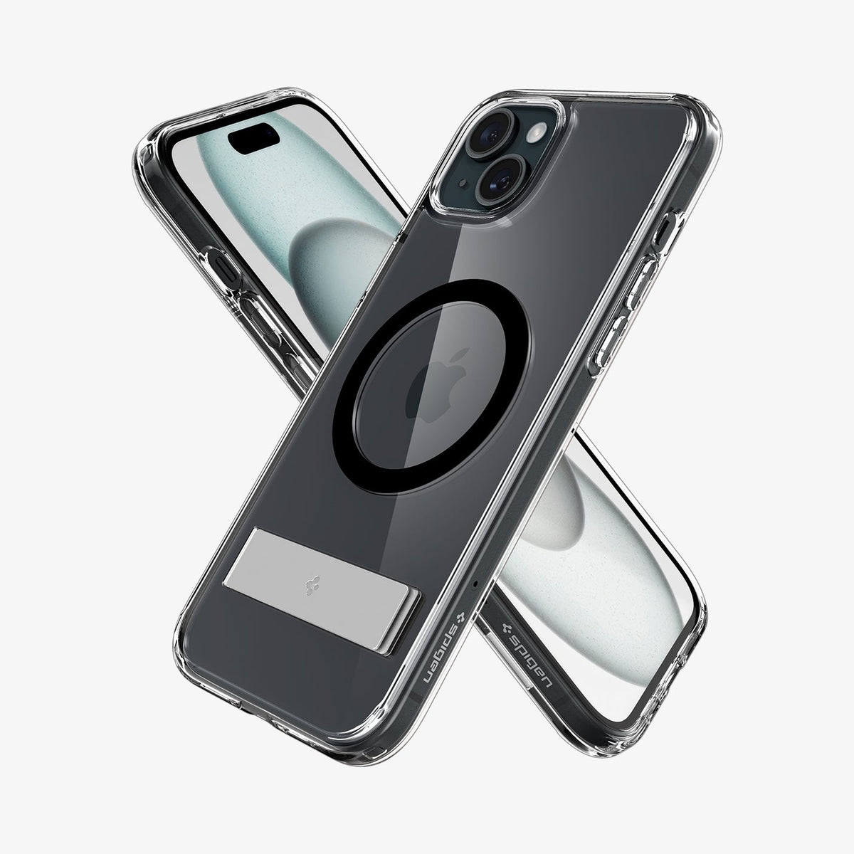 ACS06808 - iPhone 15 Case Ultra Hybrid S (MagFit) in black showing the back, front and sides