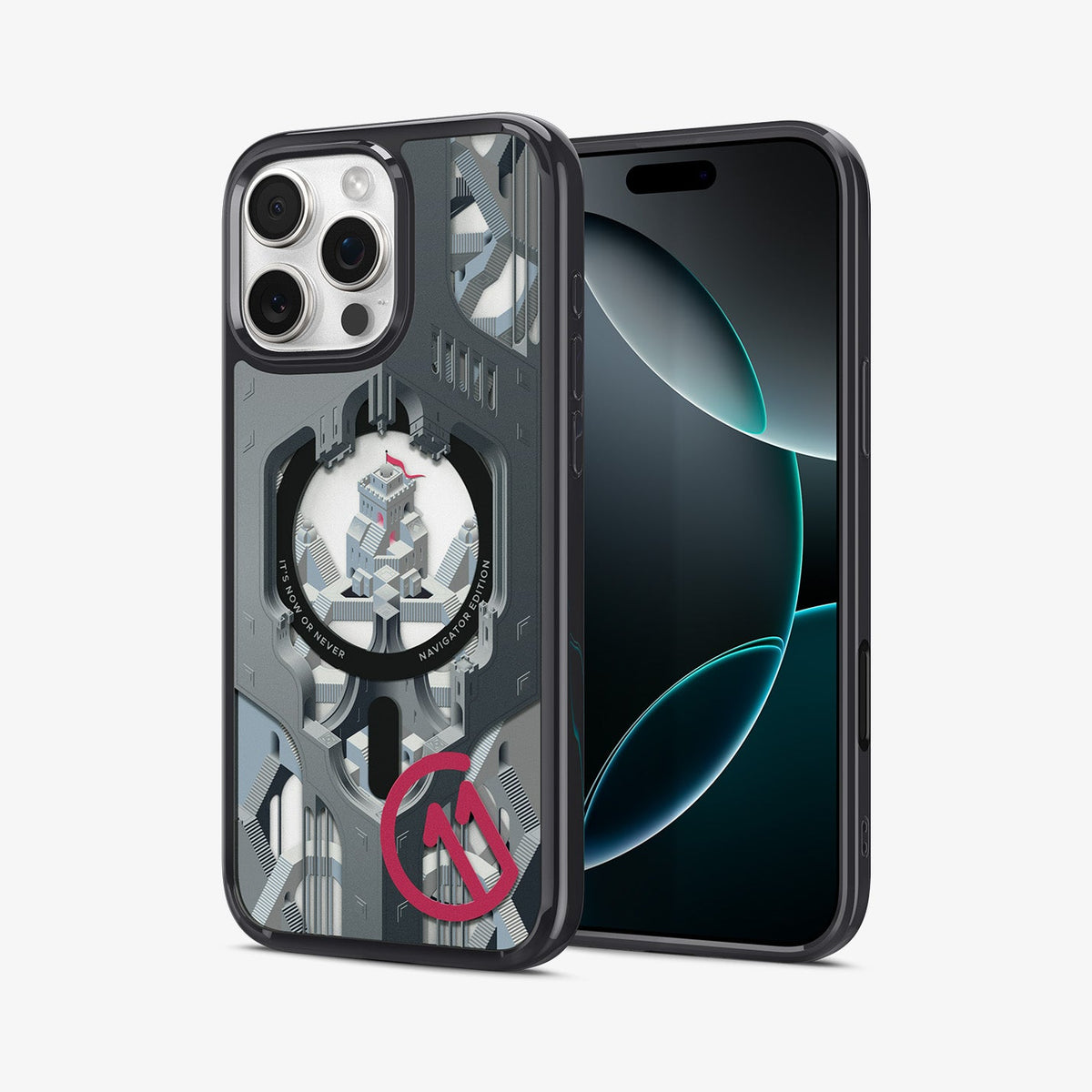 ACS09368 - iPhone 16 Pro Case c11 Series Navigator Edition (MagFit) in Navigator showing the back, partial front and sides