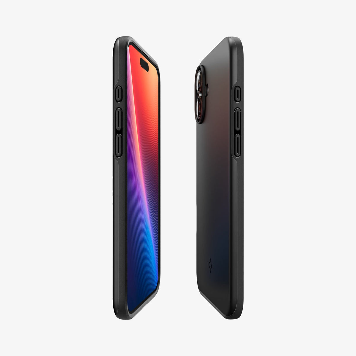 ACS08060 - iPhone 16 Plus Case Thin Fit (MagFit) in Black showing the partial back, partial front, and sides